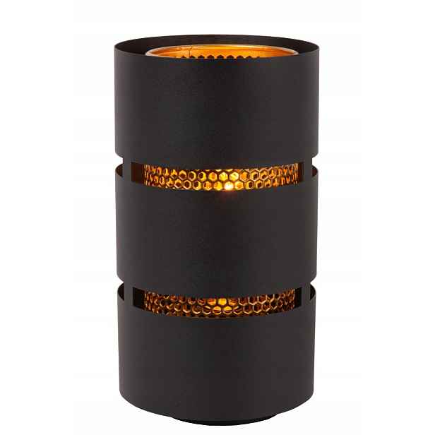 Stolní lampa noční tuba 30 cm černá zlatá, moderní do ložnice Lucide