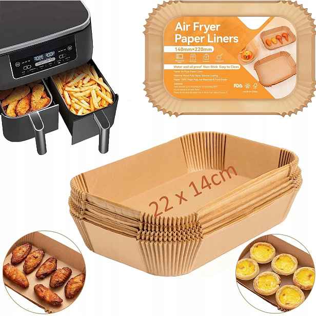 125 x Organizér Air Fryer Papír Do Beztukové Pečicí Fritézy sada