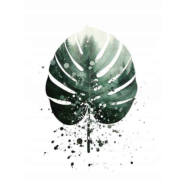 Vliesová fototapeta Monstera Les v mlze Akvarel 206x275 lepidlo