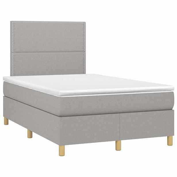 vidaXL Box spring postel s matrací světle šedá 120x190 cm textil