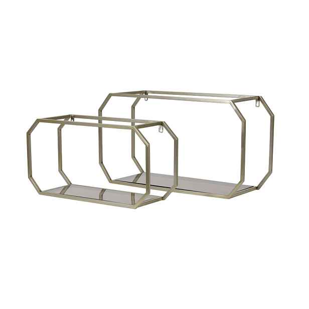2ks zlatá antik kovová police Muksi gold - 58*20*30/70*29*38cm Light & Living