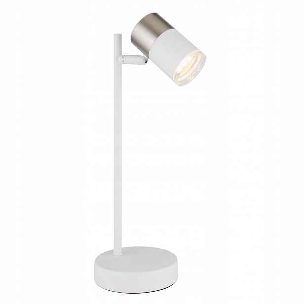 Bílá stolní lampa Brisbon s pohyblivým zdrojem světla Globo