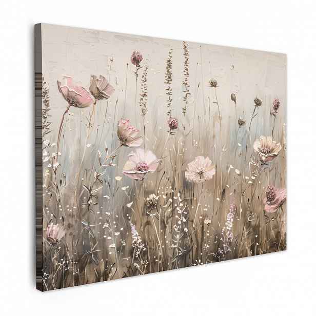MuchoWow OBRAZ NA PLÁTNĚ Květiny - růžová - moderní - béžová 40x30 cm