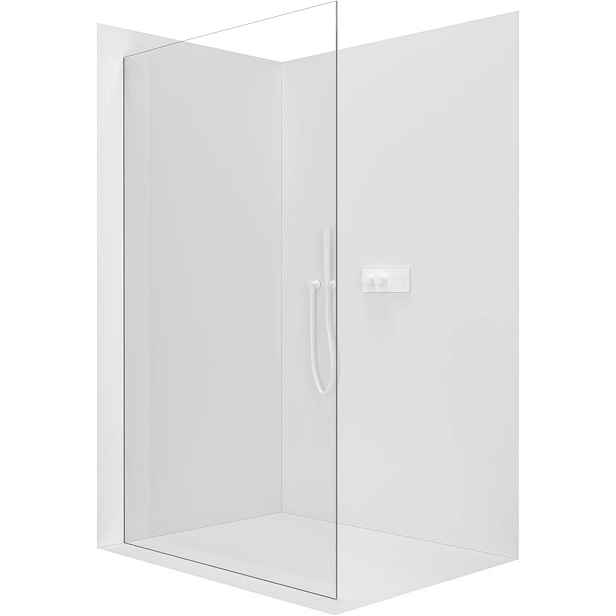Sprchová zástěna Walk-in Crystal L/P - 8 mm - bezvzpěrový systém - bílá matná, transparentní sklo - 70x200 cm