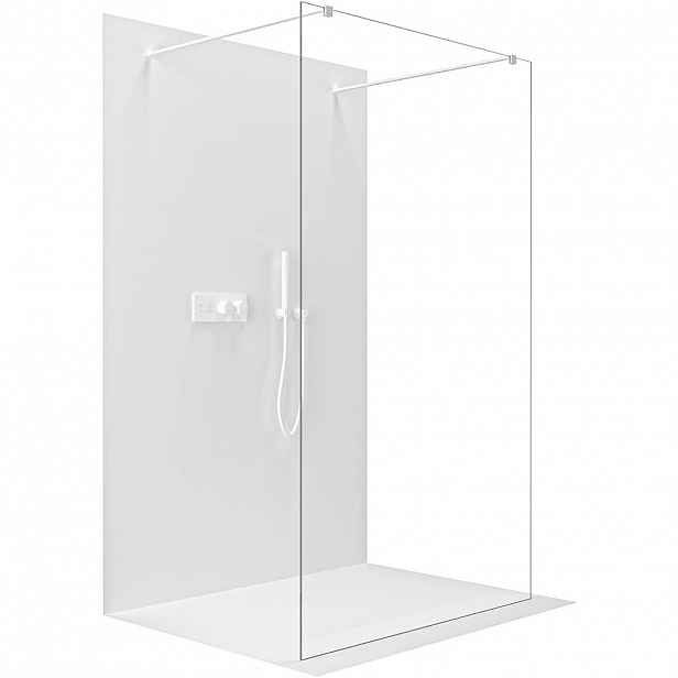 Sprchová zástěna Walk-in Onyx Duo L/P - 8 mm - hranatá vzpěra - bílá matná, transparentní sklo - 120x200 cm