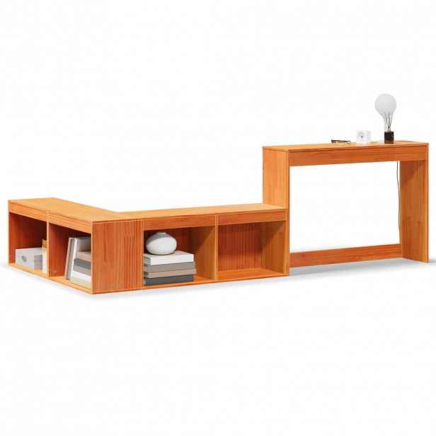 vidaXL Skříňka k posteli se stolkem voskově hnědá 222x122x75 cm