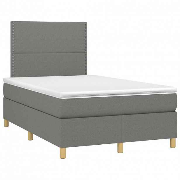 vidaXL Box spring postel s matrací tmavě šedá 120x190 cm textil