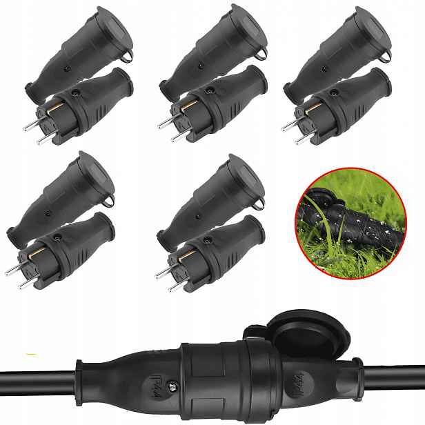 Gumová Zástrčka 16A 230V IP44 Hermetická Mini Na Kabel Schuko 5KS