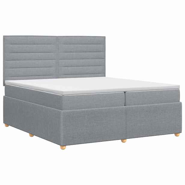 vidaXL Postel boxspring s matrací Světle šedá 200 x 200 cm Textil