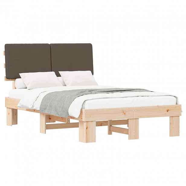 vidaXL Rám postele s čalouněným čelem s čelo Taupe 120 x 200 cm