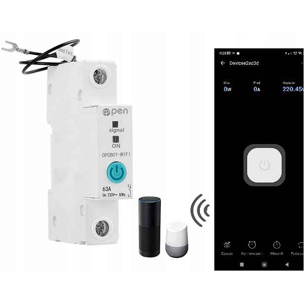 Časovač Smart Měří Watty Din WiFi 63A