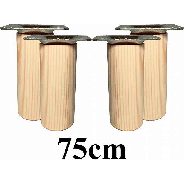 Dřevěné Nožky soustružené 75 cm, sada 4 plechy