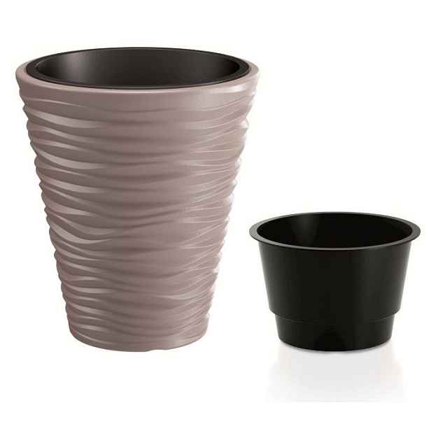 Prosperplast Květináč Small Sand s vložením světle hnědý, varianta 29,5 cm