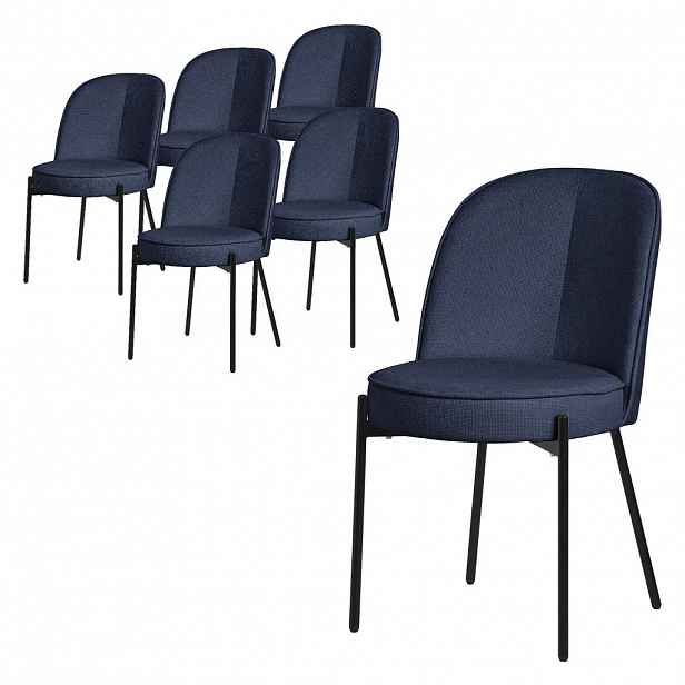 ML-DESIGN JÍDELNÍ ŽIDLE, sada 6 ks, tmavě modrá s látkovým potahem