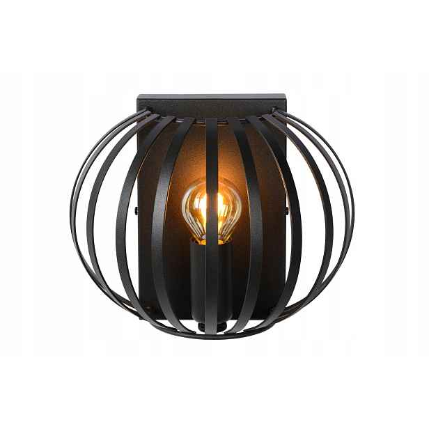 Nástěnná lampa černá drátěná, půlkruhová, do ložnice loft Lucide