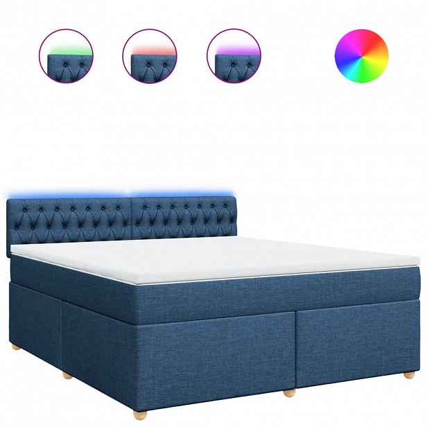 vidaXL Box spring postel s matrací modrá 180x200 cm textil