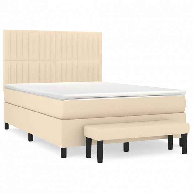 vidaXL Box spring postel s matrací krémová 140x200 cm textil