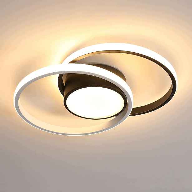 Moderní Led stropní svítidlo, kulaté, černo-bílé, 42W, 3000K (teplá bílá), vhodné do obývacího pokoje