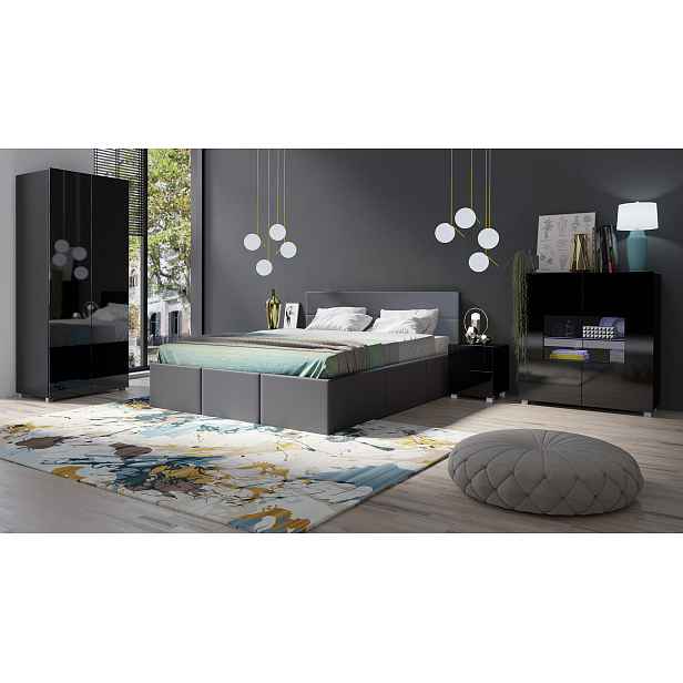 Moderní postel z eko-kůže Celeste, šedá HELCEL