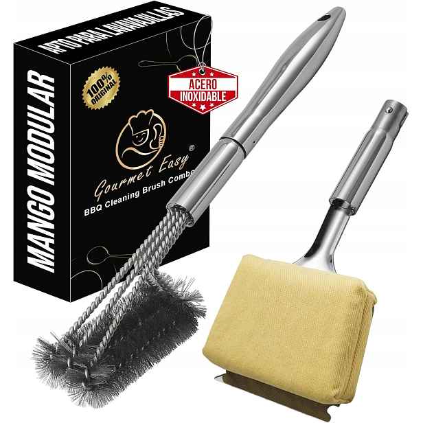 Příslušenství Pro Čištění Grilu Kartáč Škrabka Houbička Ocel