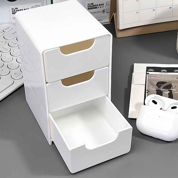 TEMU 3patrová mini zásuvková úložná krabice, multifunkční přihrádkový design, vhodná jako přenosné úložné pouzdro pro kancelářské potřeby, šperky a