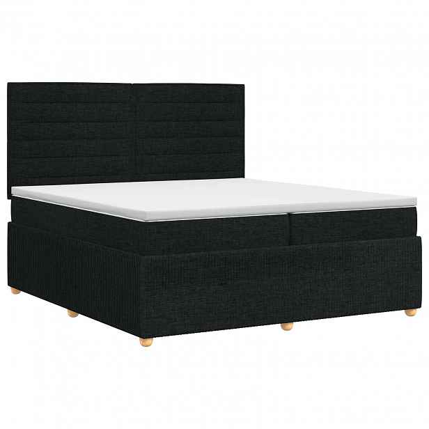 vidaXL Postel boxspring s matrací s čelo Černá 200 x 200 cm Textil