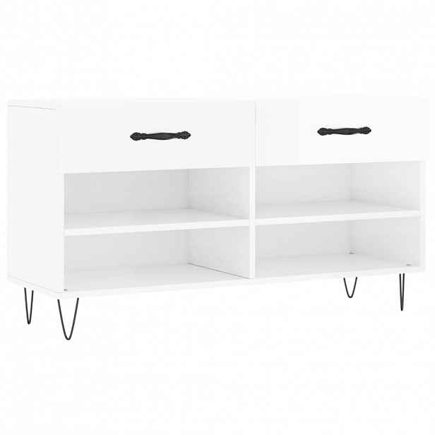 vidaXL Botník bílý s vysokým leskem 102 x 35 x 55 cm kompozitní dřevo