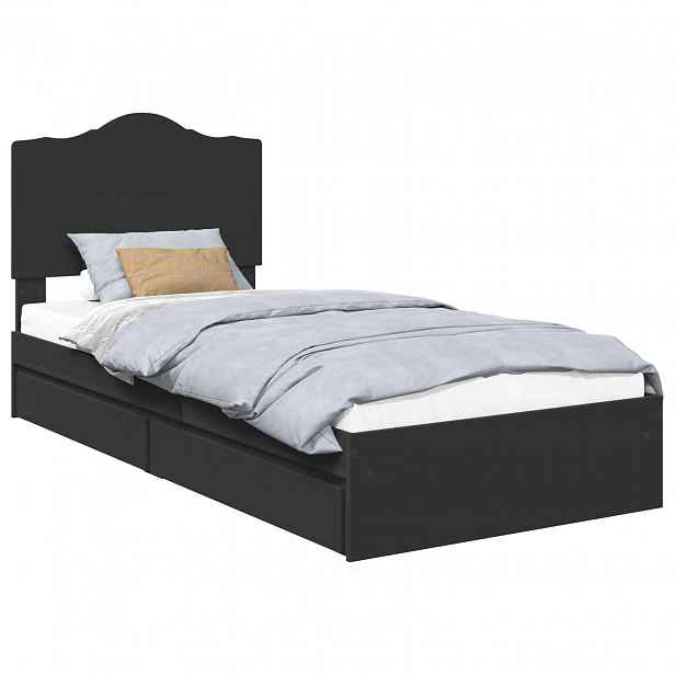 vidaXL Postel s úložným prostorem Černá 90 x 190 cm Kompozitní dřevo