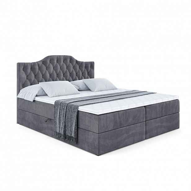 ALTDECOR AMERICKÁ postel s matrací H3 a lamelovým roštem – VILA-1 – 200 x 200 cm, tmavě šedá