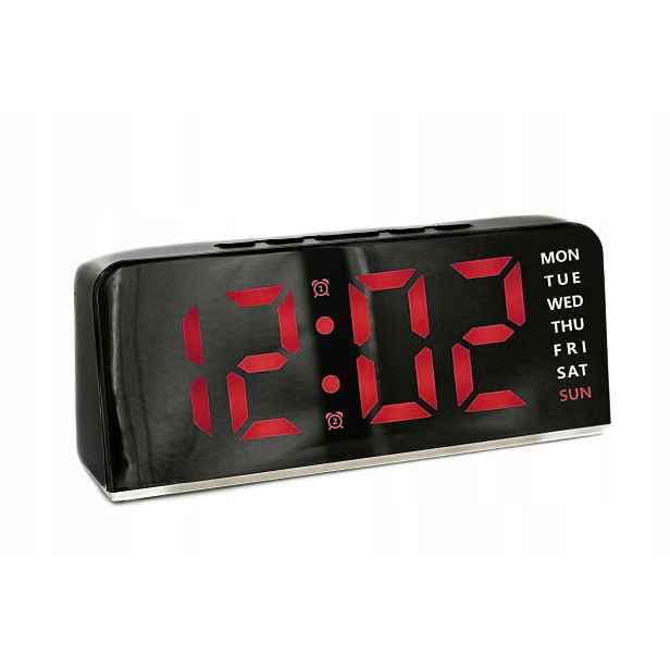 Budík Jvd SB8033.4 Černý Alarm Teploměr Podsvícení Datum