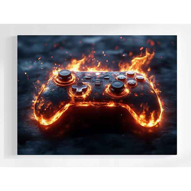 Plakát Pad Kontroler Gaming Konzola Hráč Oheň 100x75