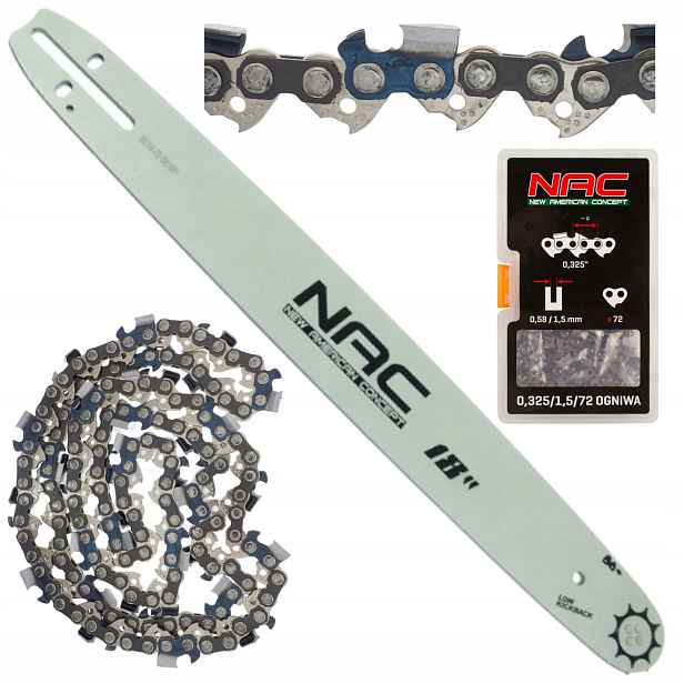 vodící lišta na řetězové pily Nac 18" 45CM 325x1,5MM Řetěz Pro Pilu Nac Části Pily