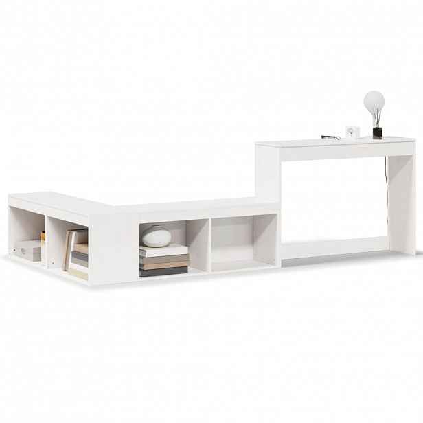 vidaXL Skříňka k posteli se stolkem bílá 232x112x75 cm borové dřevo