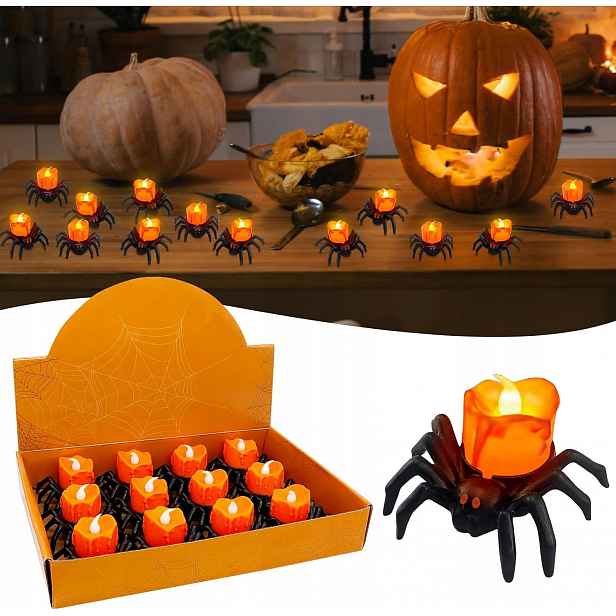12 dekorativních Halloweenských svíček, Led čajové svíčky, Halloween