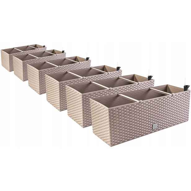 6 x květináče balkonové truhlíky podlouhlé 50 cm samozavlažovací DRTC500 mocca