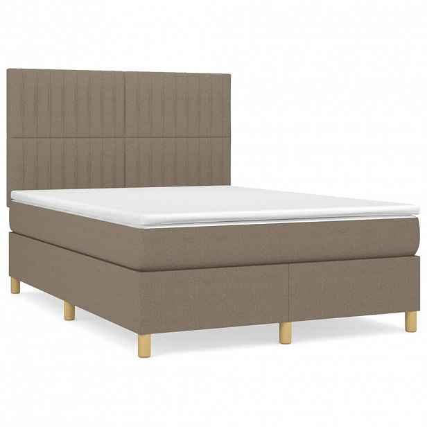 vidaXL Box spring postel s matrací taupe 140x190 cm textil