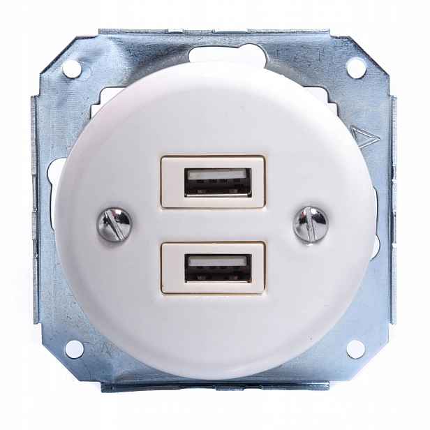 Keramická Podomítková Zásuvka 2xUSB Bílá