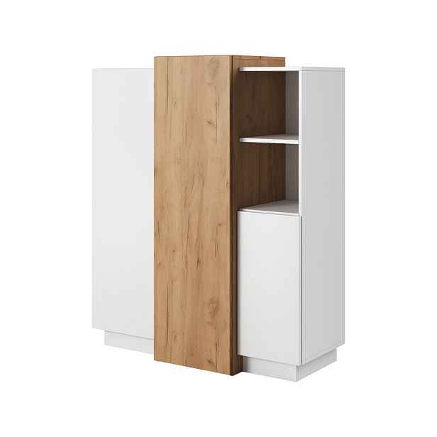 MASSENO VYSOKÁ KOMODA TRES, 110/134/45 cm se 3 dvířky, bílá