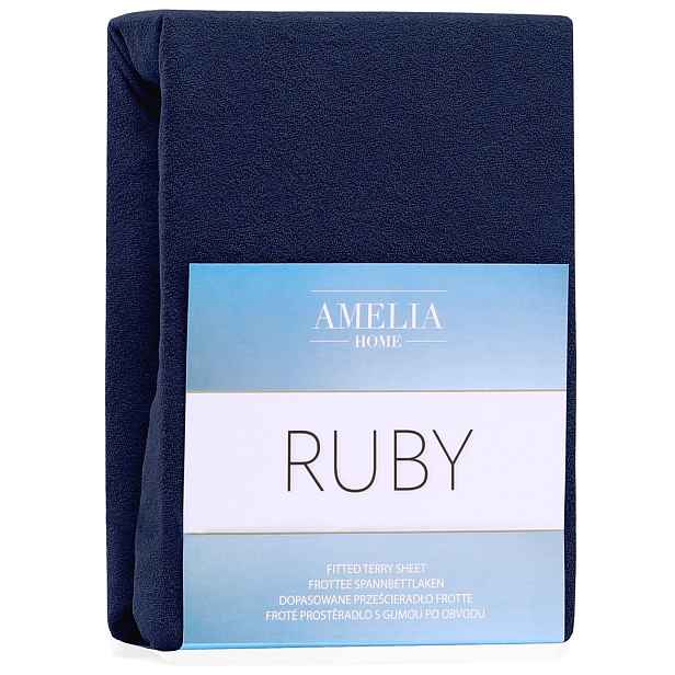 Restilo Froté prostěradlo s gumou AmeliaHome Ruby tmavě modré, velikost 120-140x200