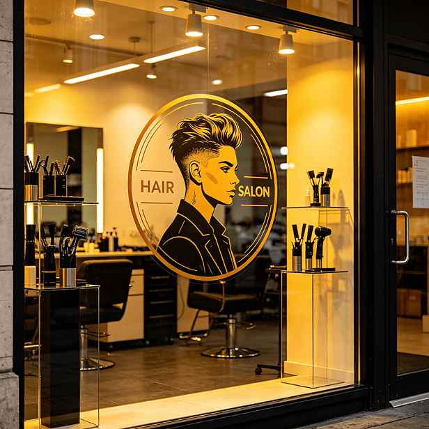 TEMU Vinylová nálepka s vlastním salonu | Personalizovaná nálepka na sklo pro firmu | Oční vložka pro holičství, nehtové studio, kavárnu, odnímatelná