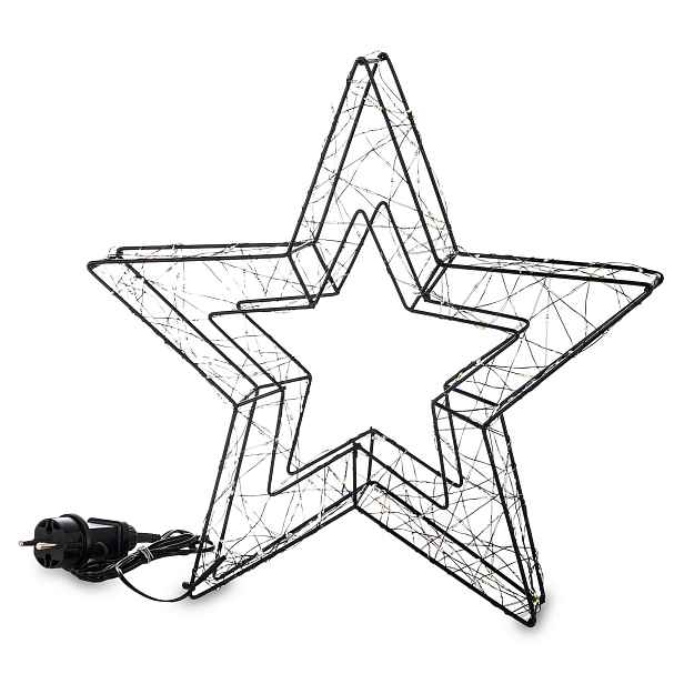 Vánoční ozdoba Černá Led hvězda kovová 55x58x6,5 cm Ap 171273