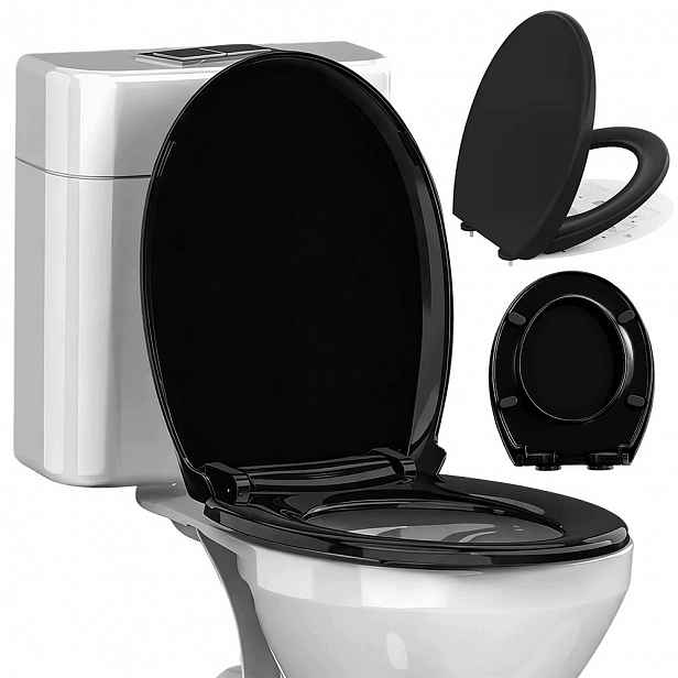 Wc Sedátko S Pozvolným Sklápěním, Univerzální, Tvrdé, Duroplast, Černá Matná Barva