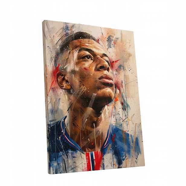 Obraz na plátně Portrét Kyliana Mbappé do bytu, pokoje, obýváku dárek 60x80