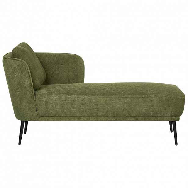 Beliani ČALOUNĚNÉ LEHÁTKO CHAISE LONGUE LEVOSTRANNÉ Látka Tmavě zelené Artheze