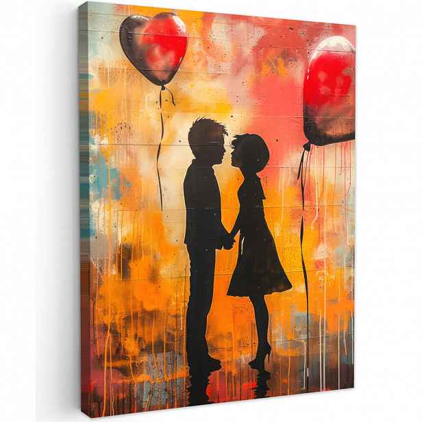 MuchoWow OBRAZ NA PLÁTNĚ Street art - Láska - Graffiti - Umění - Banksy 30x40 cm