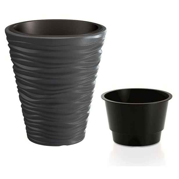 Prosperplast Květináč Small Sand s vložením tmavě šedý, varianta 38,8 cm