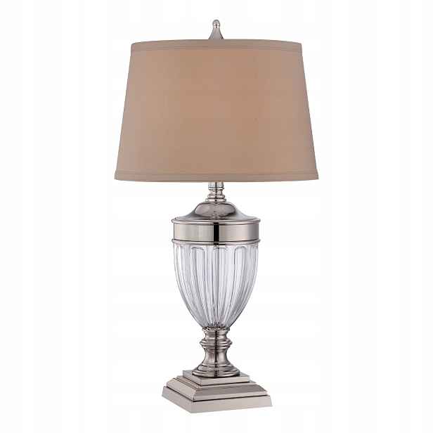 Stolní lampa Dennison E27 60W leštěný nikl krémová Quoizel