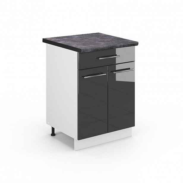 Vicco SPODNÍ SKŘÍŇKA KUCHYŇSKÉ LINKY Fame-Line Antracitový vysoký lesk 60 cm se zásuvkou, PD Antracit