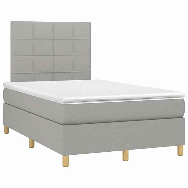 vidaXL Box spring postel s matrací světle šedá 120x190 cm textil