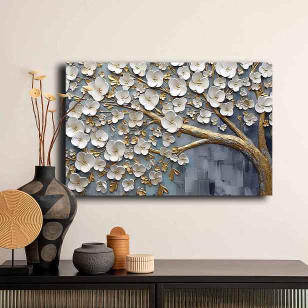 Dekorativní obraz na plátně květy na větvi, 45 x 70 cm